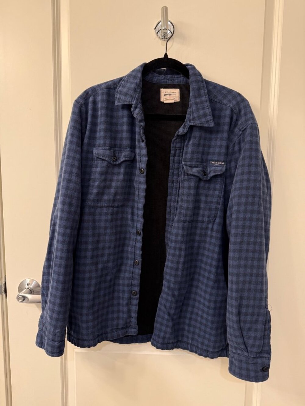 Field & Stream Mens Blue Plaid Button-Up Shirt Jacket Medium Cotton Blend Lining